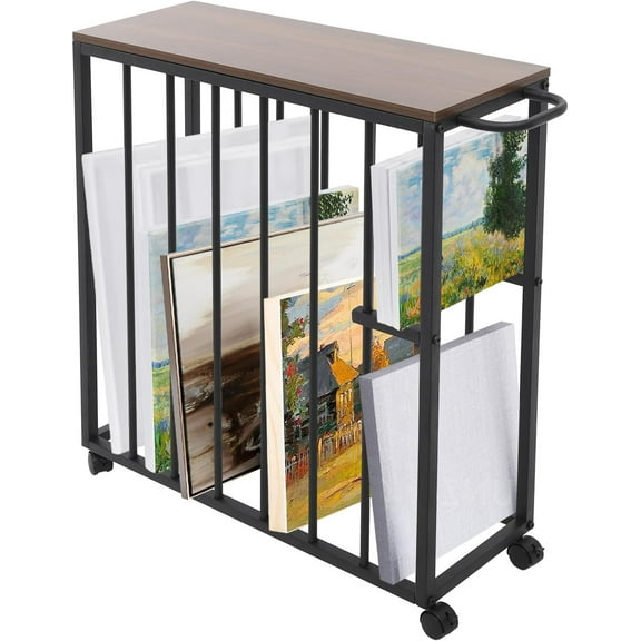 Art Canvas Storage Rack, Drying Painting Canvas Rack with 4 Wheels, Metal Artwork Storage Stand, Iron Storage Stand for Canvas Boards, Panel, Frame, Drawing Board
