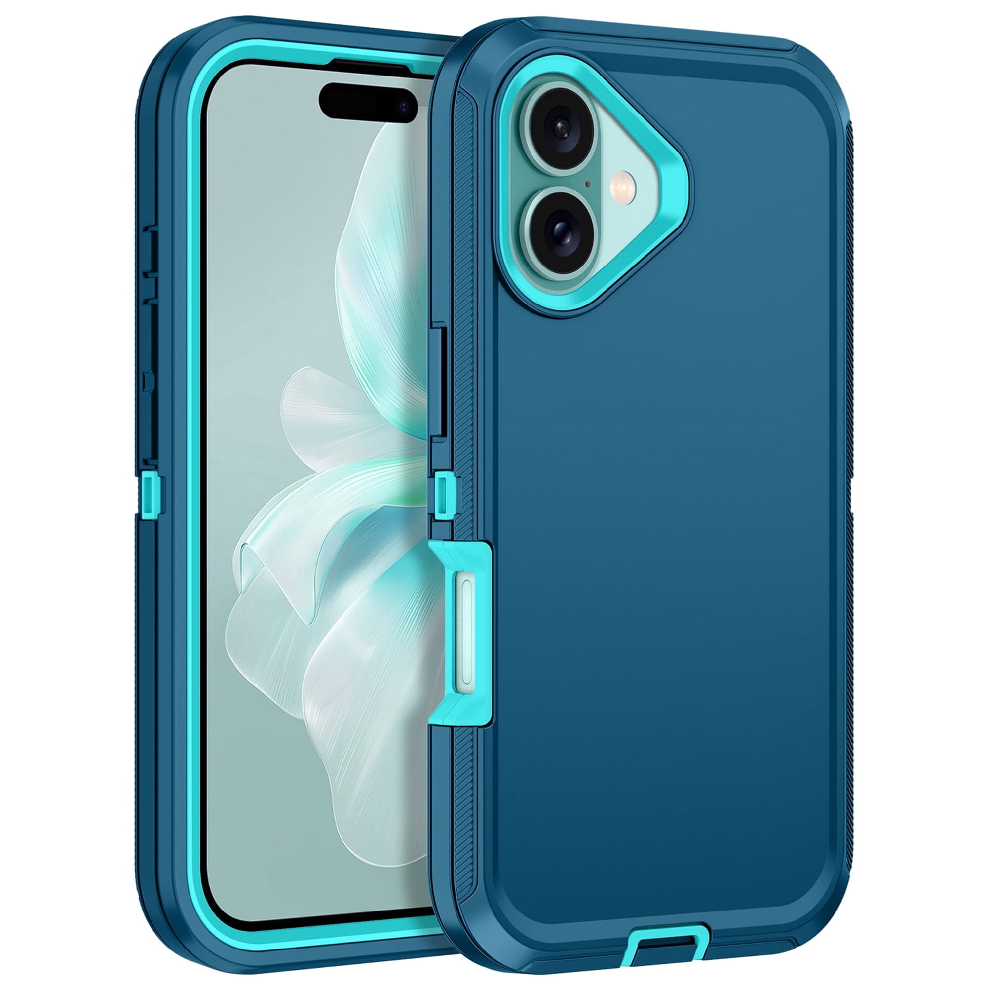 I-HONVA For iPhone 16 Case,3-Layer Military Grade Drop Protection Anti-Slip Bumper Rugged Shockproof Dustproof Protection 6.1 inch Phone Case,Turquoise