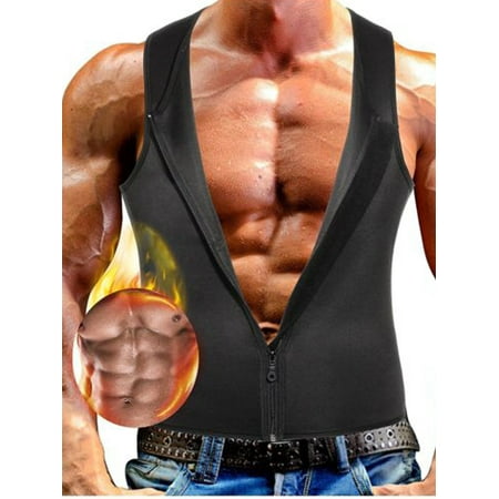 

wybzd Men s Slimming Neoprene Vest Sweat Shirt Body Shaper Waist Trainer Shapewear Black S