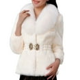 thumbnail image 2 of BLTIBY Women's Faux Fur Winter Coat Fall Winter Fuzzy Warm Plus Size Fleece Jacket Elegant Open Front Cardigan Casual Cropped Dressy Outerwear with Belt Beige M, 2 of 3
