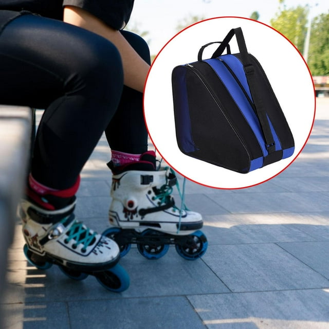 Bolsa de patines en rodillos livianos con bolso de patinaje de hielo correa de hombro ajustable azul
