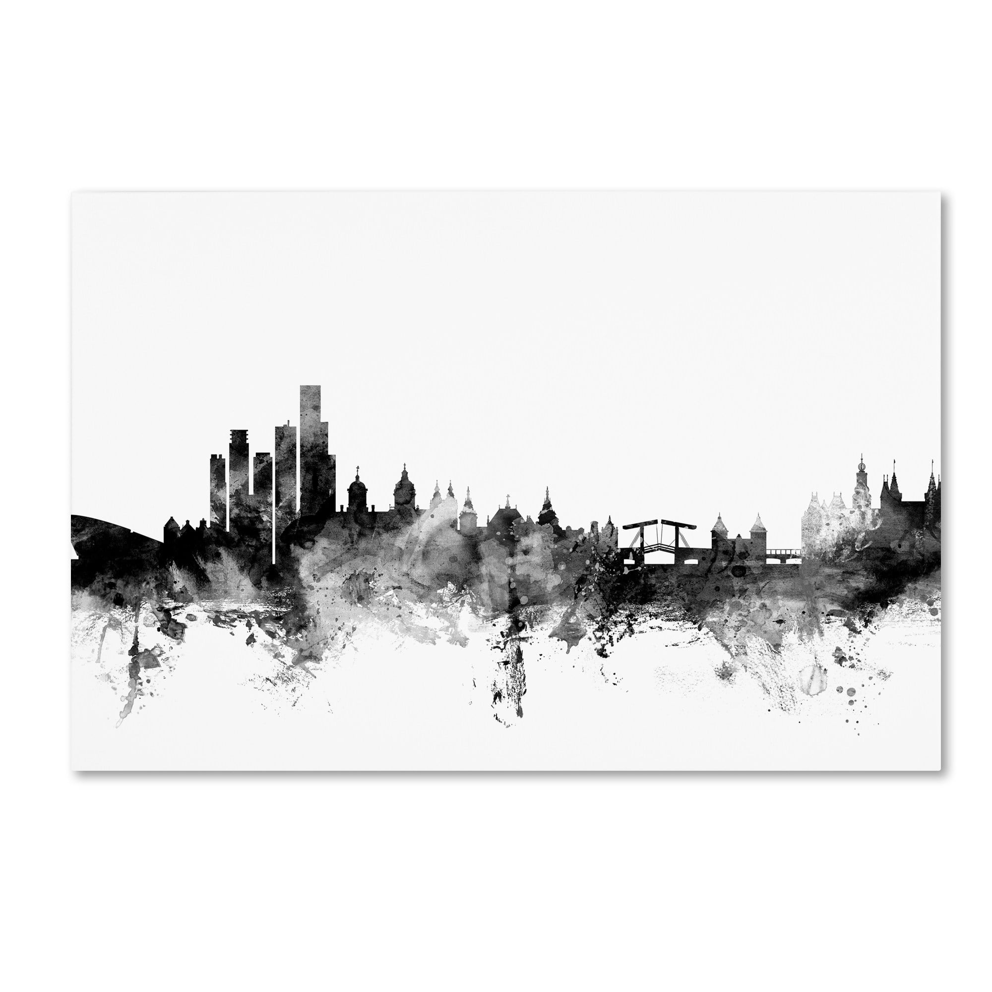 Trademark Fine Art "Amsterdam Skyline B&W" Canvas Art by Michael Tompsett