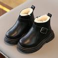 thumbnail image 2 of Otqutp Winter Shoes for Toddler Fashion Children's Fashion Boots Girls' English Style Single Boots Side Zipper Boys' Fashion Buckle Short Cotton Boots(Black,3.5-4 Years), 2 of 5