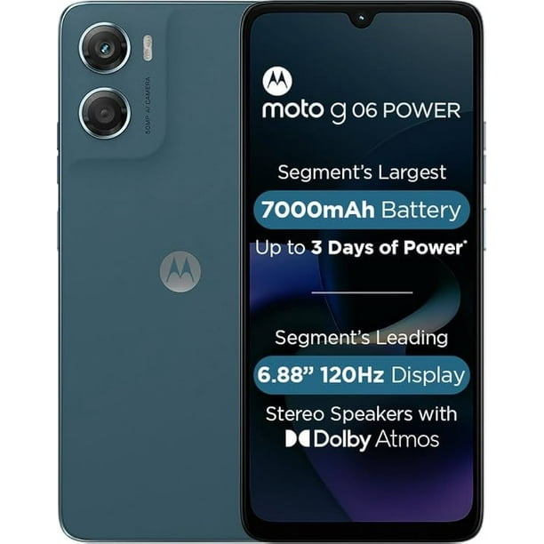 Smartphone Celular Motorola G06 Power 120Ghz 7000 mAh 4GB + 8GB RAM BOST + 256GB Almacenamiento Nuevo Liberado