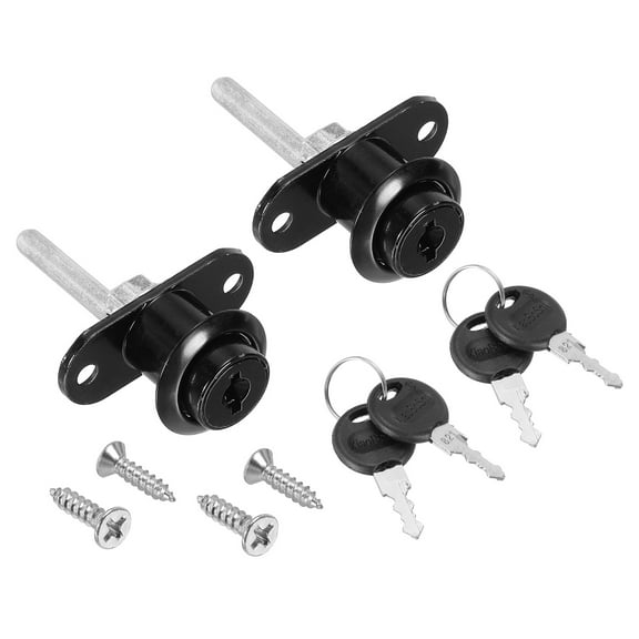 Uxcell 16mm Drawer Locks, 2 Pack Zinc Alloy Nickel Plated Keyed Different Desk Drawer Lock, Black