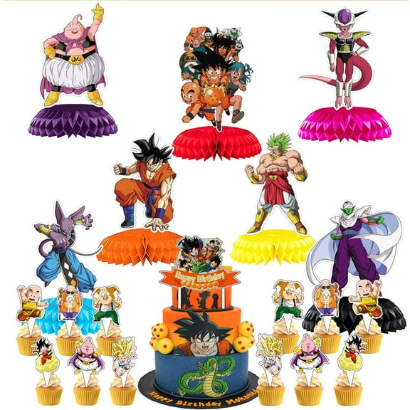 Dragon Ball Party Supplies Honeycomb Centerpieces Table Toppers Cake Toppers Decorations for Birthday Photo Props