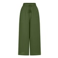 thumbnail image 6 of WCMZJ Womens Flowy Wide Leg Pants Casual Summer Beach Elastic Waist Trousers Trendy Business Work Pants with Pockets Army Green XL, 6 of 8