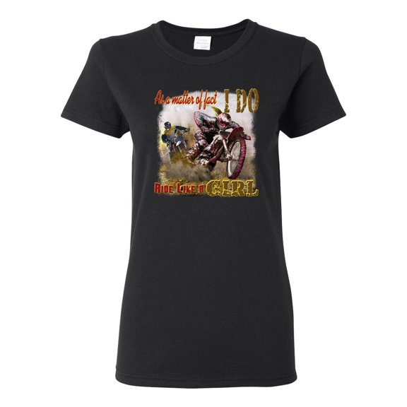 Wild Bobby, Biker Girl t I Do Ride Like A Girl, Cars and Trucks, Women Graphic Tee, Black, Small