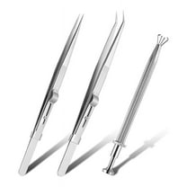 3 Pack Diamond Tweezers Jewelers Holder Pick Up Tool Stainless Steel Claw Gems Tweezer