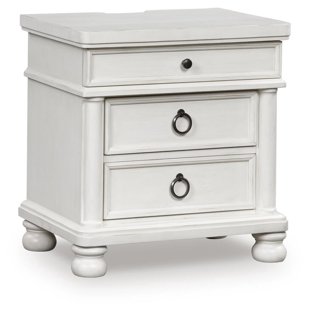 Signature Design by Ashley Greddinton 3-Drawer Nightstand with USB Ports and Outlets, Antique White