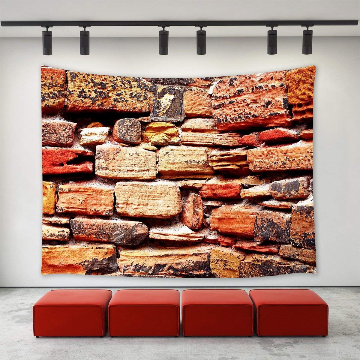 Cadecor Wall Brick Tapestry Urban Red Slate Stone With Rocks Home Decoration Decor For Bedroom Living Room College Dorm