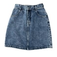 thumbnail image 3 of Shadoumai Denim Flared Skort for Toddler Girls Playful Pleated Mini Jean Skirt with Built-In Shorts, 3 of 6