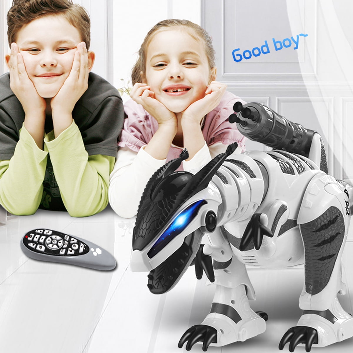Fisca Intelligent Remote Control Shooting Darts Robot Dinosaur Toys for Kids, 11 Channel Programmable Touch Interactive War Robot