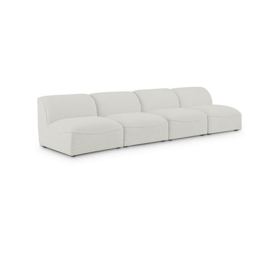 Meridian Furniture Miramar Cream Durable Linen Textured Modular Sofa