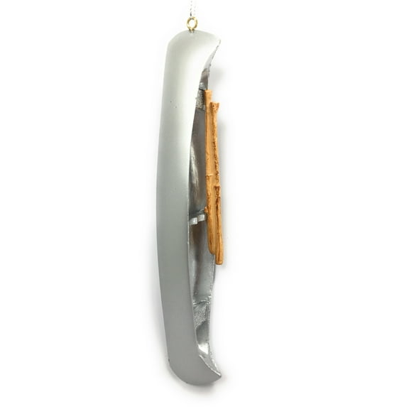 Silver Aluminum Look Canoe Ornament