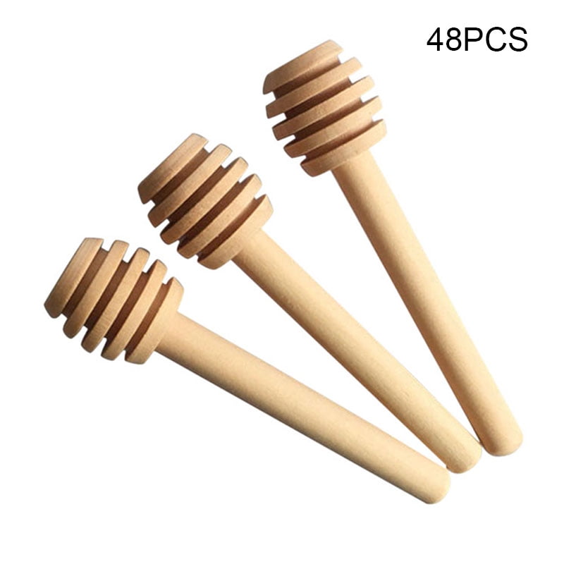 UNKE Nature Wooden Honey Stick Dipper Rod Carved Hollow-out Honey Stirring Spoon Mixing Bar 