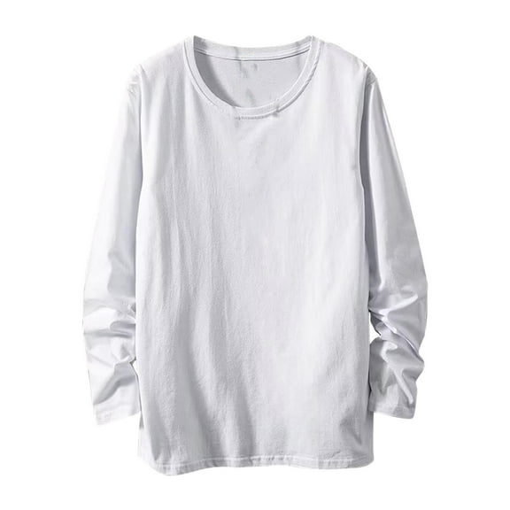 Men's Shirts Long Sleeve Crewneck Solid Color Casual Base Youth Up to 65% off! M-5XL