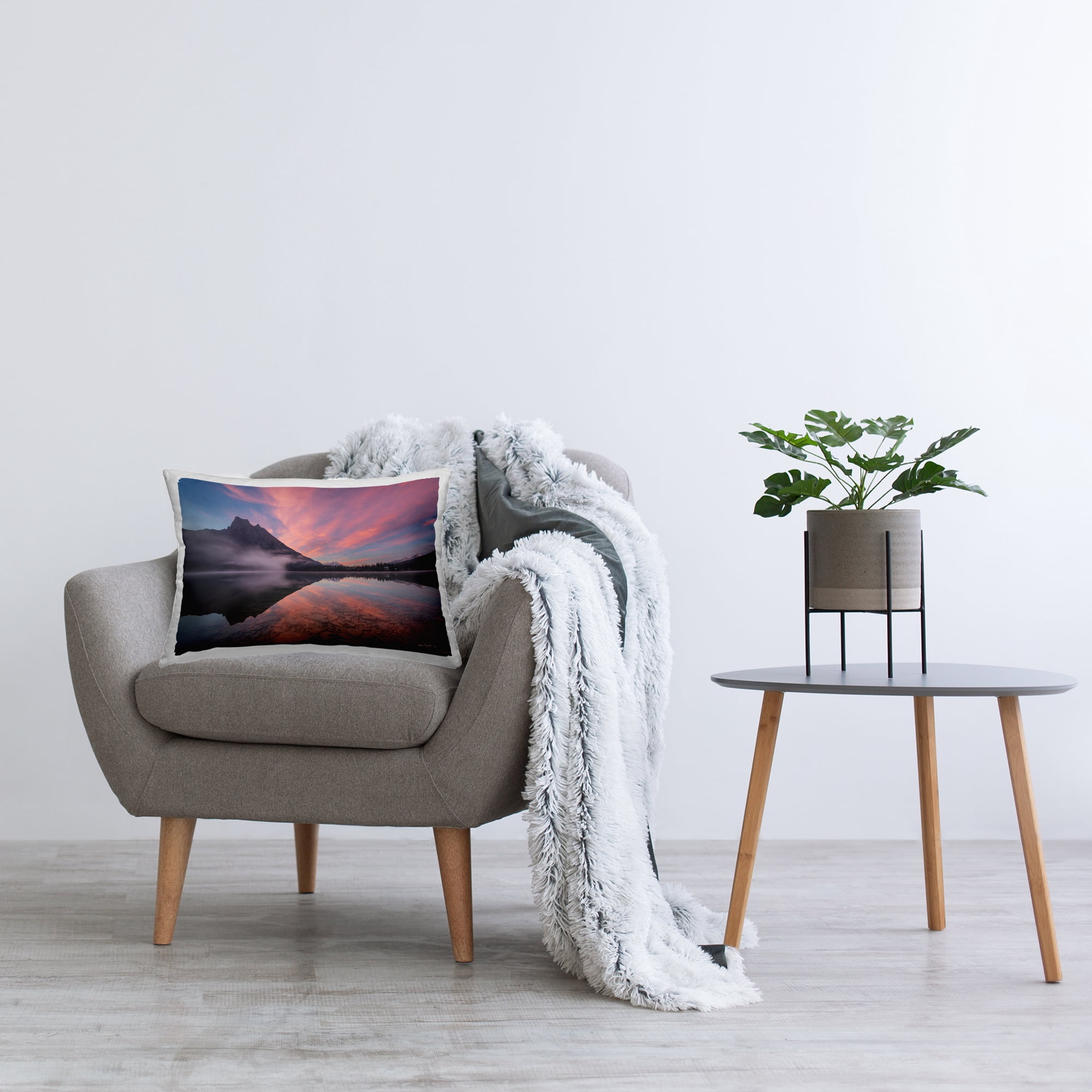 Stupell Industries Emerald Lake Sunset Decorative Printed Throw Pillow Design by Alan Majchrowicz.