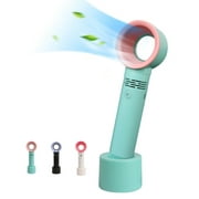 Portable Fan Hand Held Personal Bladeless Cooling Safe USB Rechargeable Teal