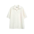 thumbnail image 4 of LMOIPLI Mens Casual Shirt Summer Breathable Short Sleeve Vacation Button Beach Knit Stretchy Solid Golf Shirts Beige M, 4 of 5