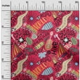 thumbnail image 2 of oneOone Rayon Red Fabric Writing World Trip Doodle Sewing Material Print Fabric By The Yard 56 Inch Wide, 2 of 4