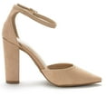 thumbnail image 3 of Dream Pairs Women Fashion Ankle Strap Pump Shoes High Chunky Heel Pump Shoes Pointed Toe Dress Shoes For Women COCO NUDE/SUEDE Size 6.5, 3 of 3