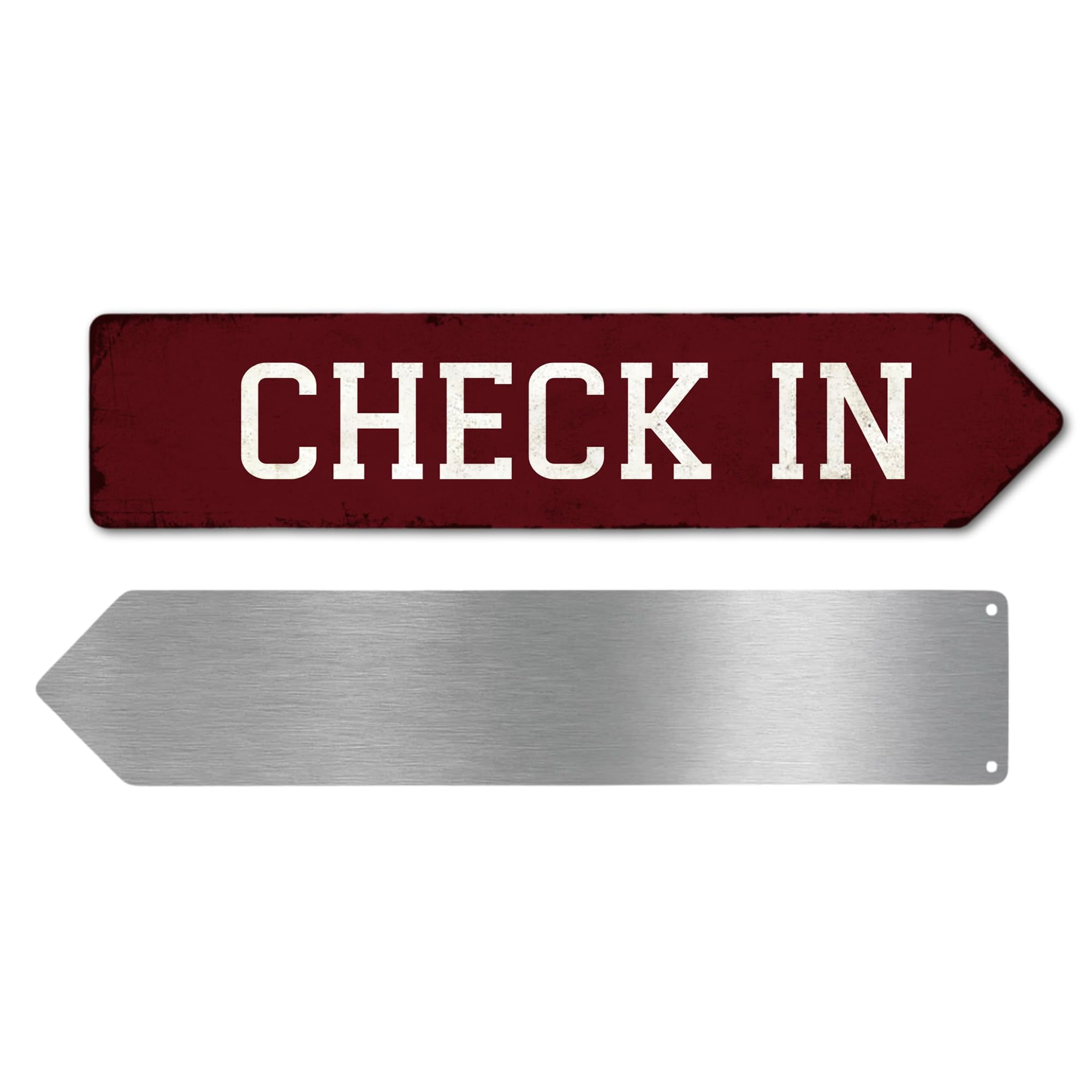 Check In Metal Sign by DC | Arrow Metal Directional Signage for Indoor & Outdoor | 3x12 Rust-Free Aluminum Sign | Hotel Signage UV Protected Road RIGHT Arrow Sign | Made in USA