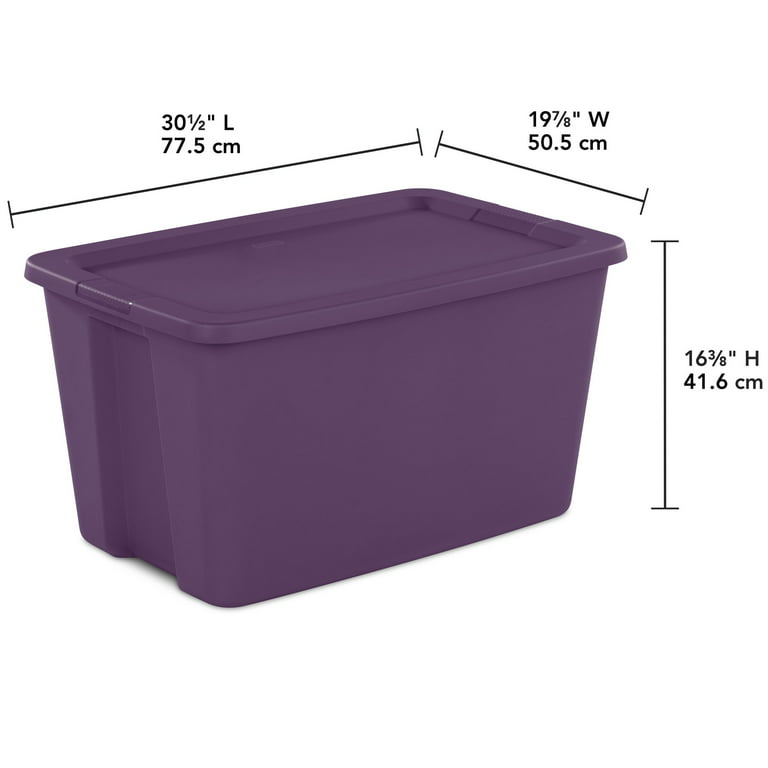 Sterilite Classic Stackable 30 Gal Storage Tote Container, Purple