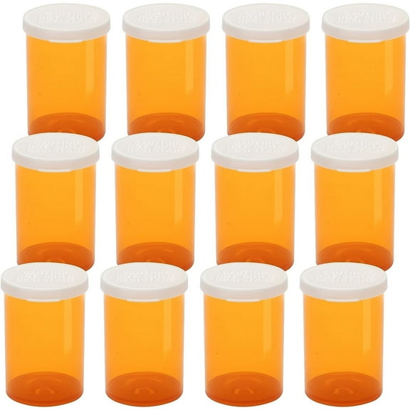 Pharmacy Vials 20 Dram AMBER (PACK OF 12) Snap Cap, Caps Included by Sponix BioRx