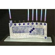 Judaica SB-GMEN-JM48 Vortex Cobalt Glass Menorahs