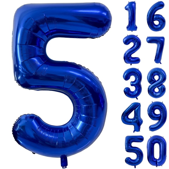 Globo Yeodong, número 5, color azul marino, lámina de helio, 40 pulgadas