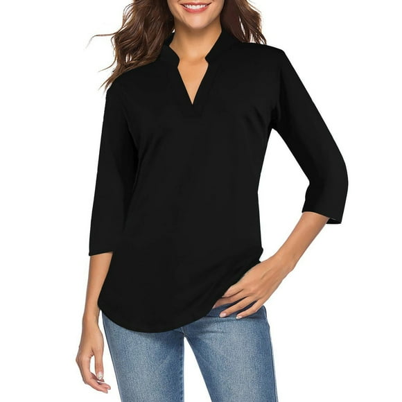 Ketyyh-chn99 Womens T Shirts Birthday Gifts for Women Long Sleeve T Shirt Crew Neck for Women Black,S
