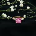 thumbnail image 3 of Rosec Jewels Cushion Cut Created Pink Sapphire Solitaire Ring with Diamond - 8 mm, 10K Yellow Gold, US 3.00, 3 of 8