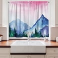 thumbnail image 2 of Ambesonne Mountain Kitchen Curtains, Watercolor Spruce Forest, 55"x39", Soft Pink and Hunter Green, 2 of 3