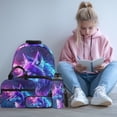 thumbnail image 2 of Garronmavis Kids Backpack Set, 4-Piece School Bag Set Includes Backpack, Lunch Bag, Pencil Case, Water Bottle Bag for Elementary School Boys Galaxy Wolf Print, 2 of 6