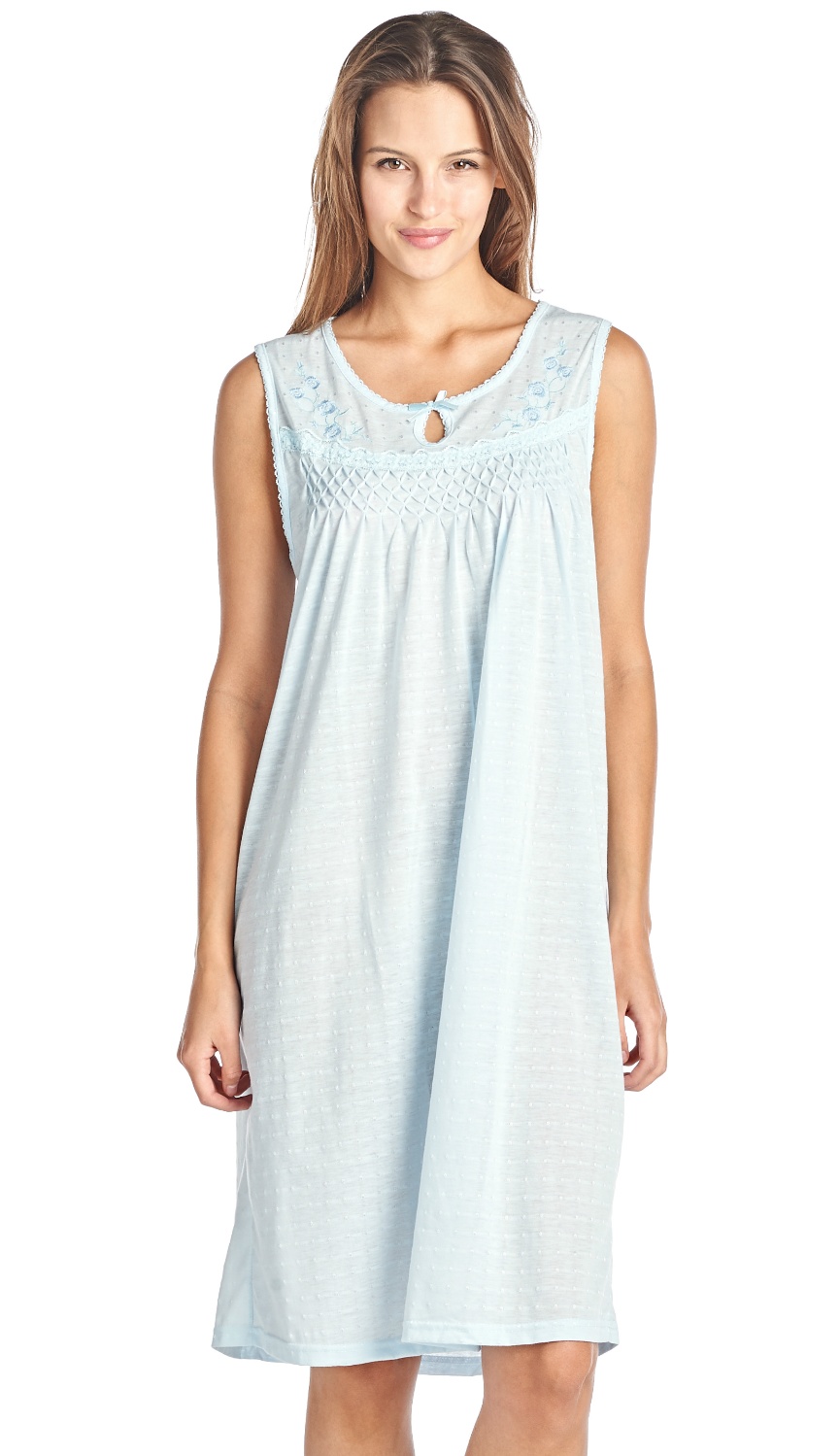 Women's Sleeveless Embroidered Pointelle Nightgown - Walmart.com