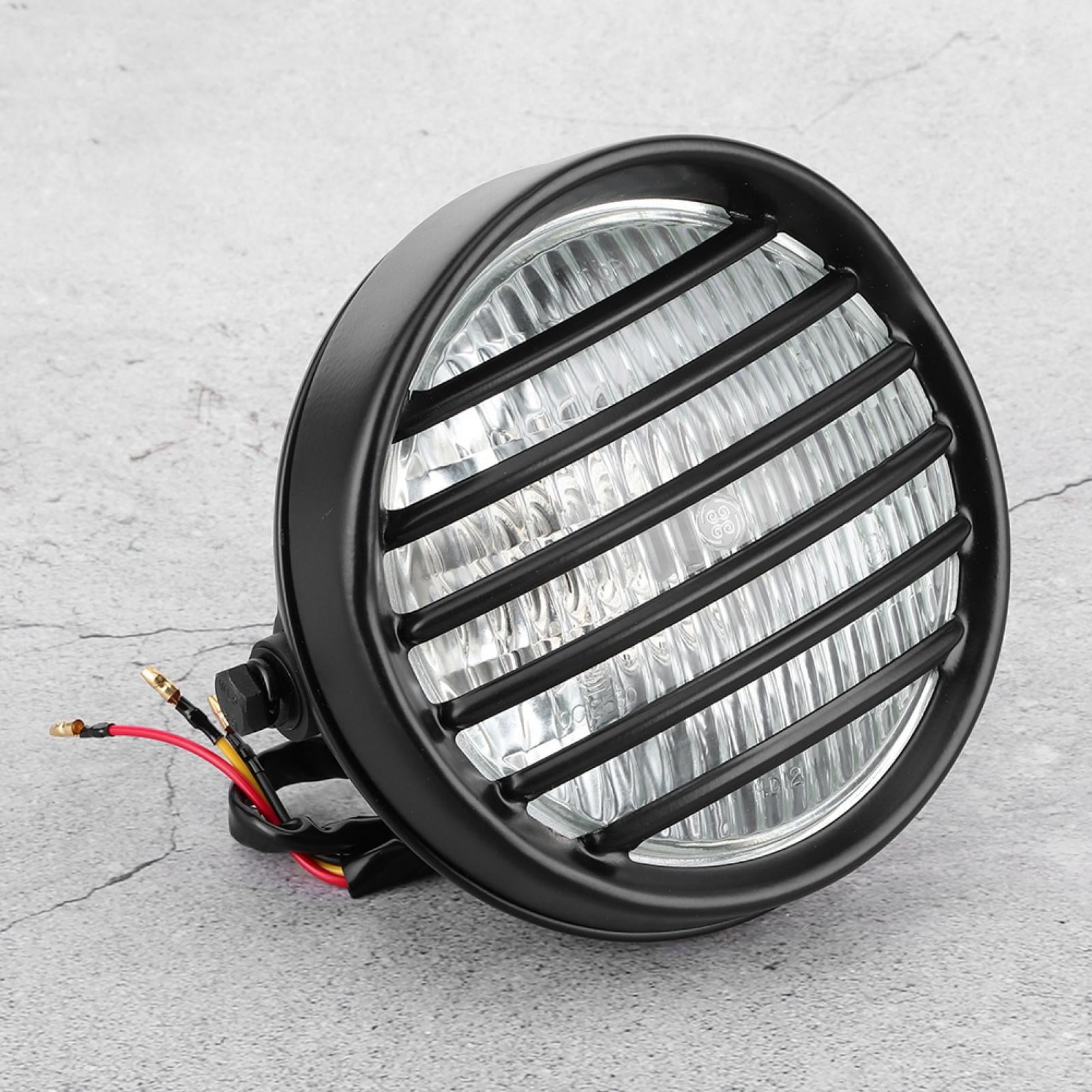 Grille Phare 35w Phare Moto Accessoire 6in Moto Phare Rond Grill Lentille  Couverture 35W Ampoule Halogène Universel Moto Phare