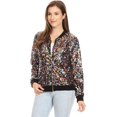 thumbnail image 3 of Anna-Kaci Womens Sequin Long Sleeve Front Zip Jacket with Ribbed Cuffs Medium Multicolored, 3 of 6