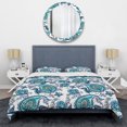 thumbnail image 3 of Designart 'Blue Floral Paisley' Patterned Duvet Cover Set, 3 of 5