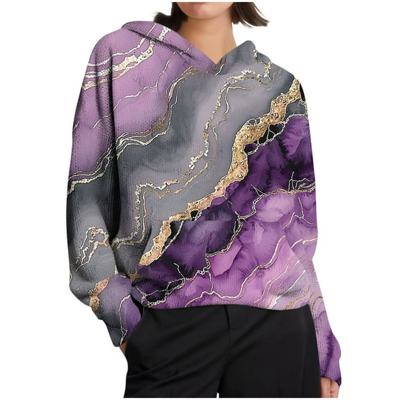 Makaor Womens Sweatshirts Pockets Lightweight Hooded Tops Graphic Long Sleeve Pullover Tees Cute Fall Winter Clothes