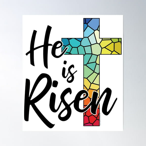 He Is Risen, Matthew 28:6 © Graphicloveshop Poster Wall Art, Modern Wall Decor For Living Room Bedroom, 12x18 UNFRAMED
