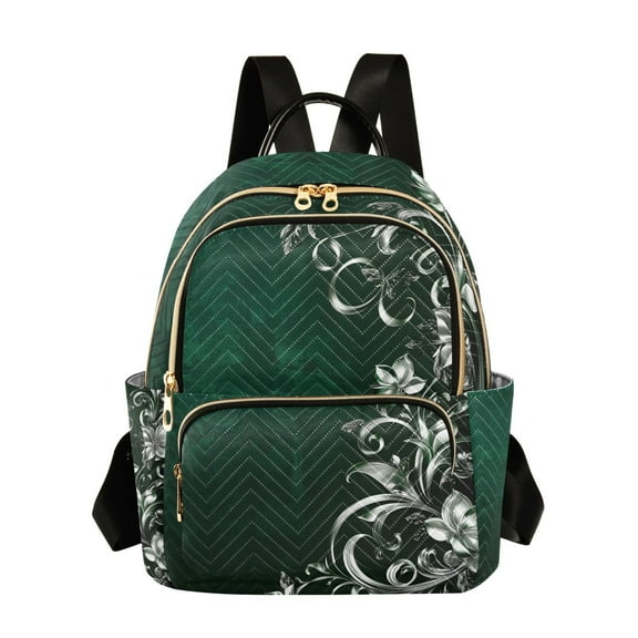 ALAZA Art Silver Green Womens Travel Laptop Backpack Large Daypack Ladies Shoulder Bags S