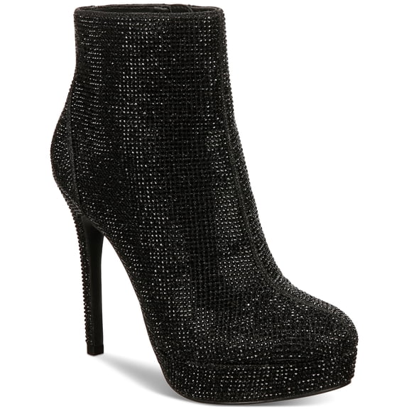 Thalia Sodi Womens Chiara Platform Booties Black Glitter Fabric 9.5M