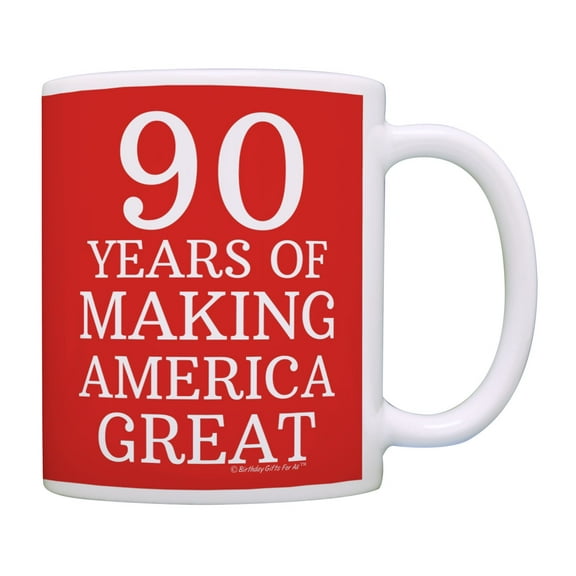 ThisWear 90th Birthday Gifts for All 90 Years of Making America Great Birthday 11 ounce Coffee Mug Red