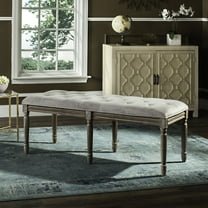 SAFAVIEH Rocha 19''H French Brasserie Tufted Bench, Grey Velvet