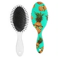 thumbnail image 2 of Tropical Pineapple Hair Brush, Hawaiian Fruit Pattern Detangling Paddle Brush, Summer Yellow Print, Soft Bristle Brush for All Hair Types, 2 of 8