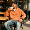 thumbnail image 5 of Sweatshirt for Men Quarter Zip Stand Collar Pullover Long Sleeve Relaxed Fit Casual Tops, 2XL, 5 of 8