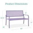 thumbnail image 2 of Outdoor Bench 2-Person Metal Steel Benches Furniture for Garden, Patio, Porch, Entryway w/Geometric Backrest, 790lb Capacity - Lavender, 2 of 7