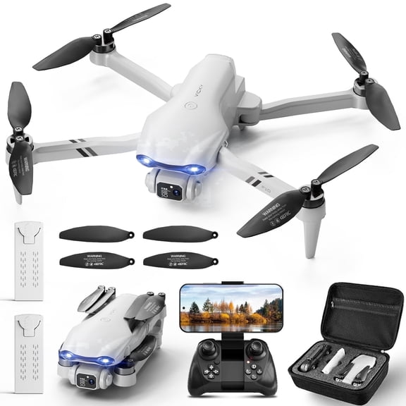 F10-1080P Wifi FPV Drone with 1080P HD Camera, Headless Mode/3D Flips, RC Quadcopter for Beginners Silver white