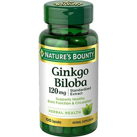Nature's Bounty Ginkgo Biloba Pills and Herbal Supplement, Supports Brain Function and Mental Alertness, 120mg, 100 Capsules, GINKGO BILOBA.., By Natures